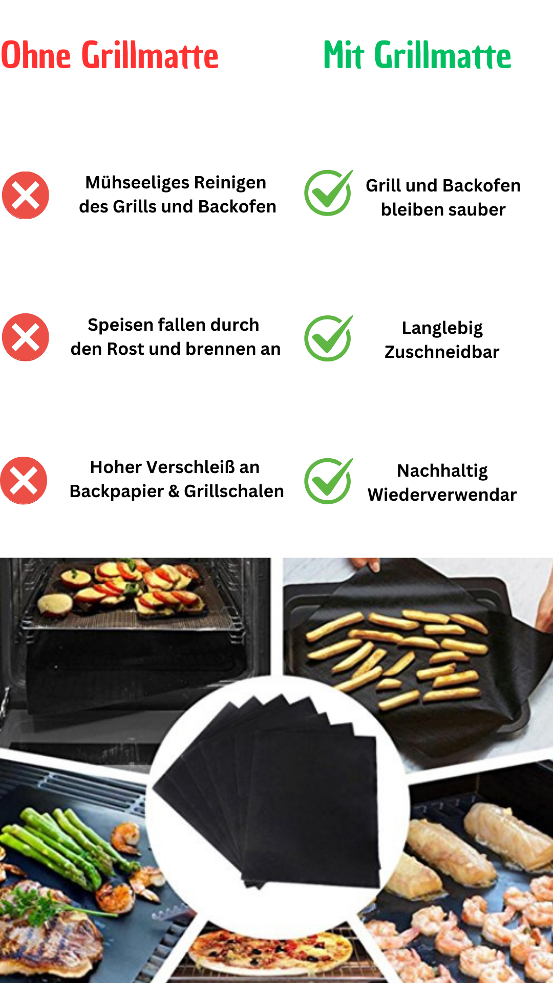10 Stck. Grill- Backofenmatten